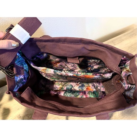 SOLD Popflex Wine Sloane Tote Fully Lined Go To Handbag Purse Crossbody Bag - Picture 8 of 16